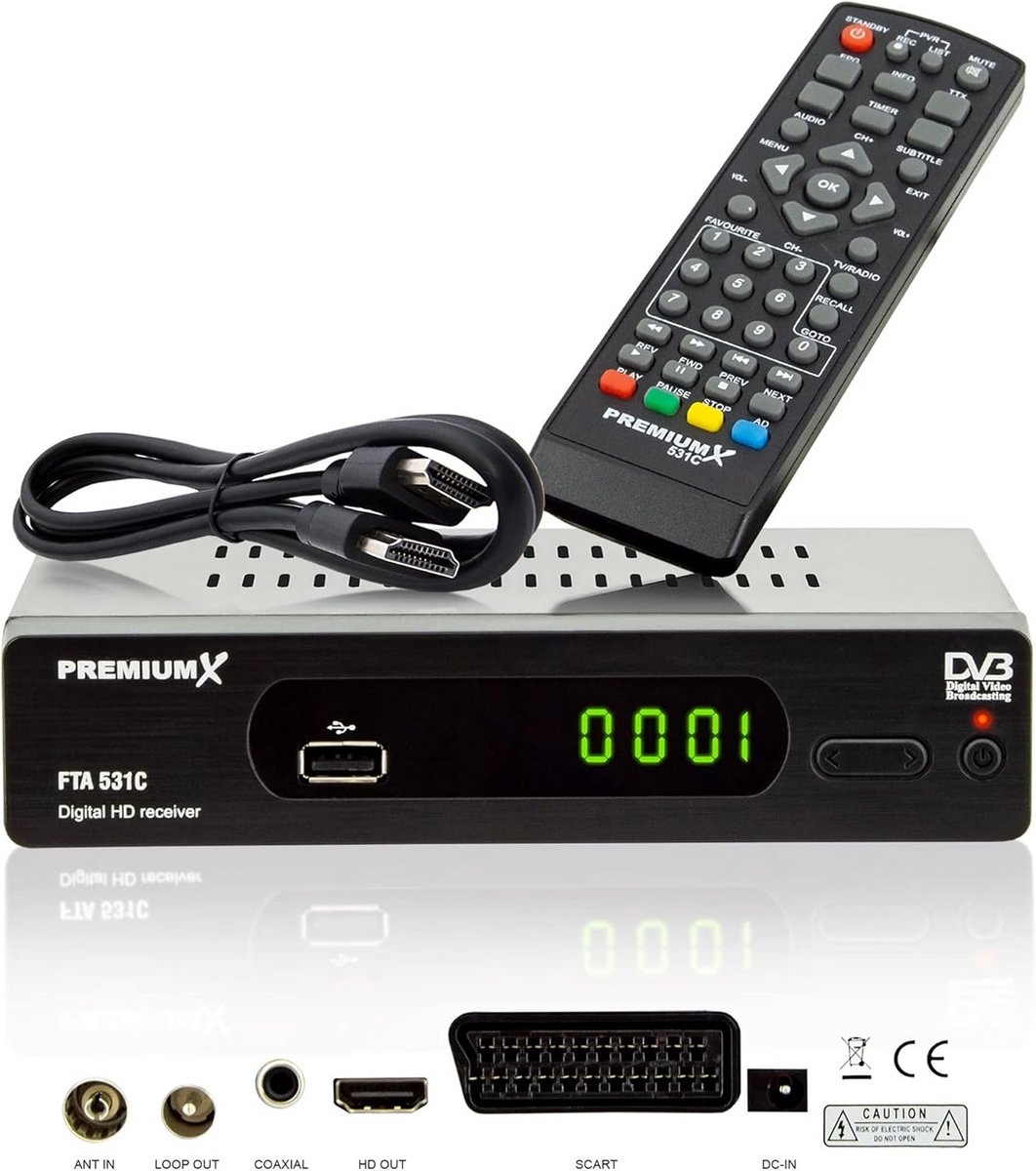 Digitale Kabel TV Ontvanger DVB-C FTA FullHD HD-Media Speler SCART HDMI USB