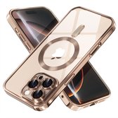 iPhone 12 Pro Magsafe Hoesje - Transparant/Titanium Goud - Geschikt voor iPhone 12 Pro - Draadloos Oplaadbare Back Cover