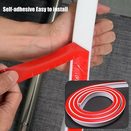 Rubberen strip voor douche, zelfklevend, siliconen waterstopper, douche, waterbescherming, drempelbescherming, zelfklevende rubberen strip voor keuken, badkamer (wit, 100 cm