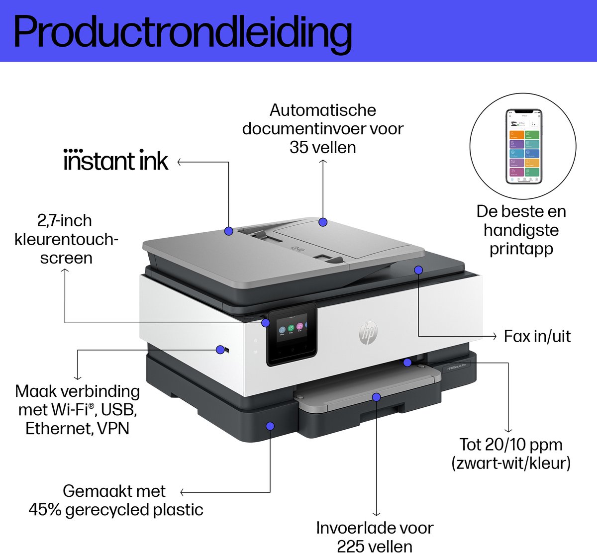 HP OfficeJet Pro 8124e - All-in-One Inkjetprinter - Light Cement — afbeelding 4