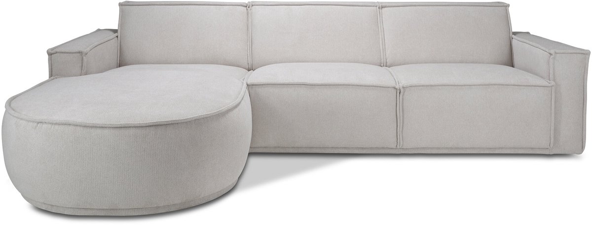 Icon Living - Bank Anna Hoekcombinatie 2.5-zits - Longchair Rond Voorstaand Links Stof Mito Natural