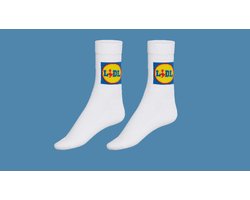 1 paar Lidl Sokken maat 43-46 - Sportsokken - Festival Sokken - Fanwear - Fancollectie Lidl - Fanwear - Witte Sok