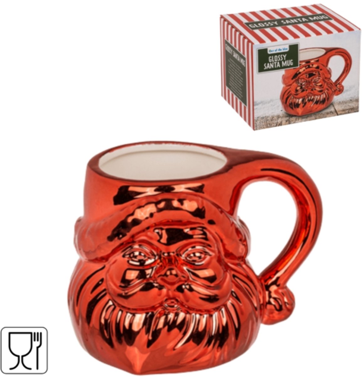 4 stuks Out of the blue mok kerstman rood 380 ml