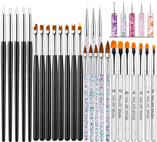 YUBBI Nail Art Penselen en Tools – 33 Delig