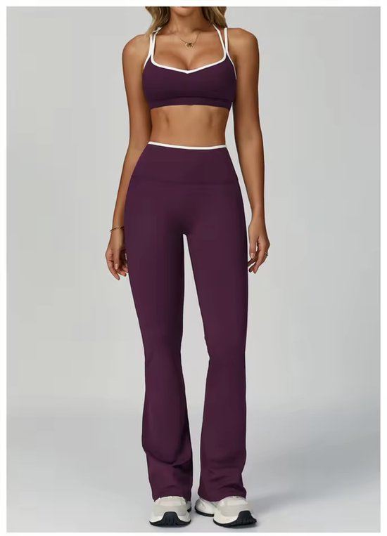 Frame Flare Gym Set - Taille M - Violet - Ensemble 2 pièces : Bra top + Legging Flare taille haute - Purple - Ensemble sportif sans coutures Femme