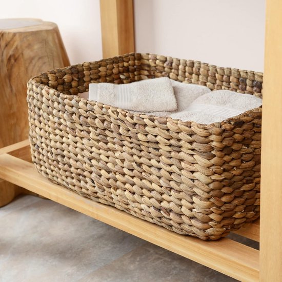 Casa Moro Opbergmand, opbergmand, 45 liter, natuurlijk zeegras, waterhyacint, handgevlochten organizer met deksel voor keuken, kledingkast, Bohemian TABEA L, IN120