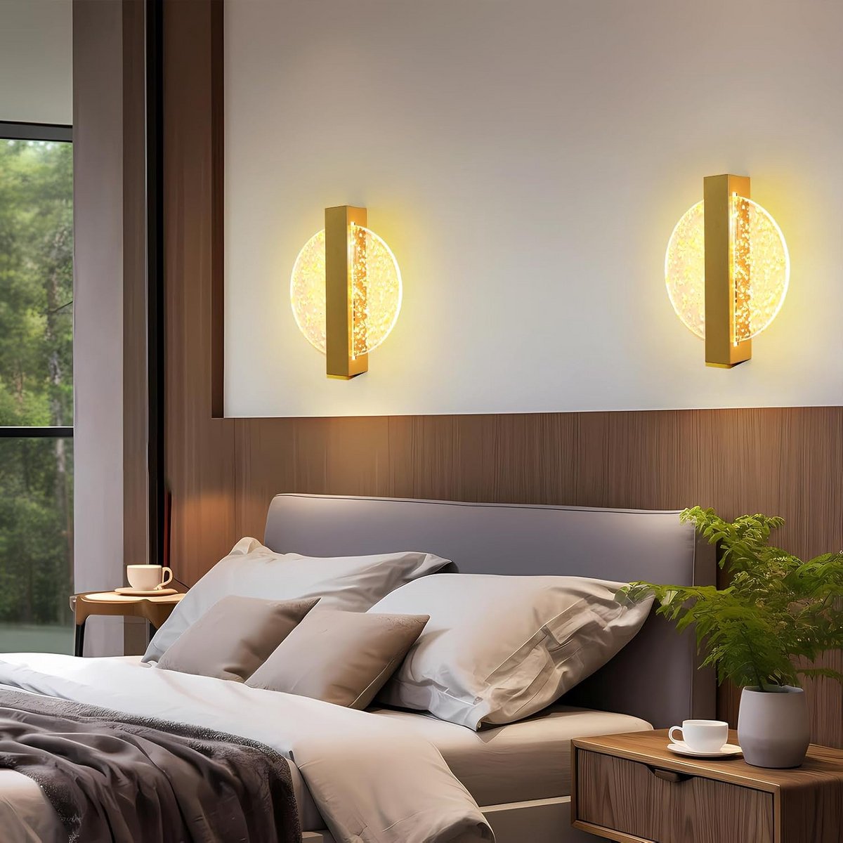 Ronde LED Wandlamp Goud 6W - Dimbaar in 3 Kleurtemperaturen voor Slaapkamer of Woonkamer