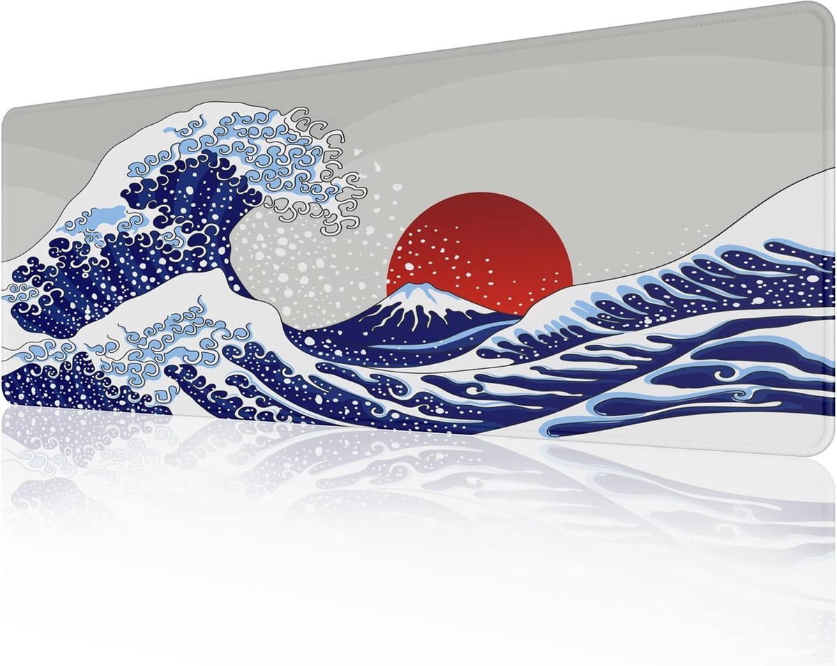Stunq® Uitgebreide Grote Muismat met Japanse Kunst en Antislip Basis voor Bureau en Gaming