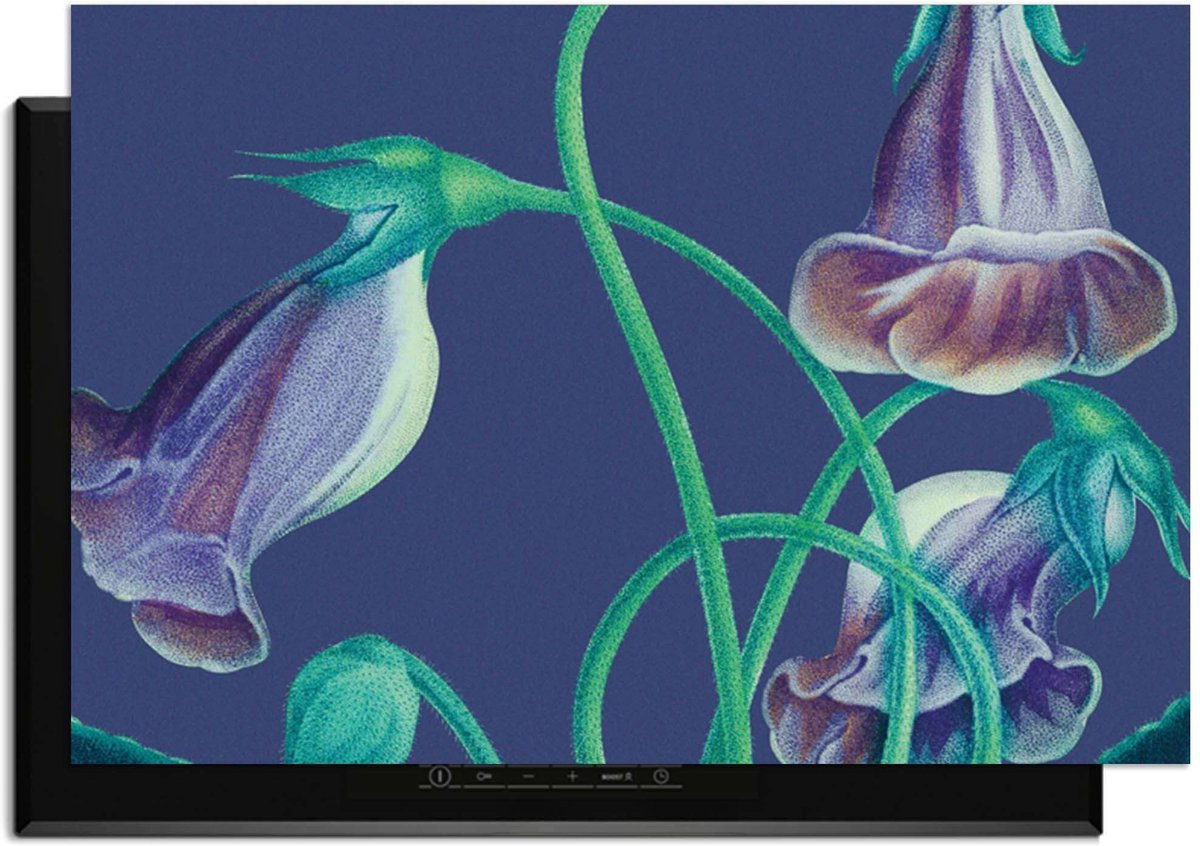KitchenArt - Midnight Bloom – Inductie Beschermer - 91.6x52.7 cm - Kookplaat Beschermer - Luxe Afdekplaat Inductieplaat - Anti-slip & Oprolbaar - Beschermmat Inductiekookplaat