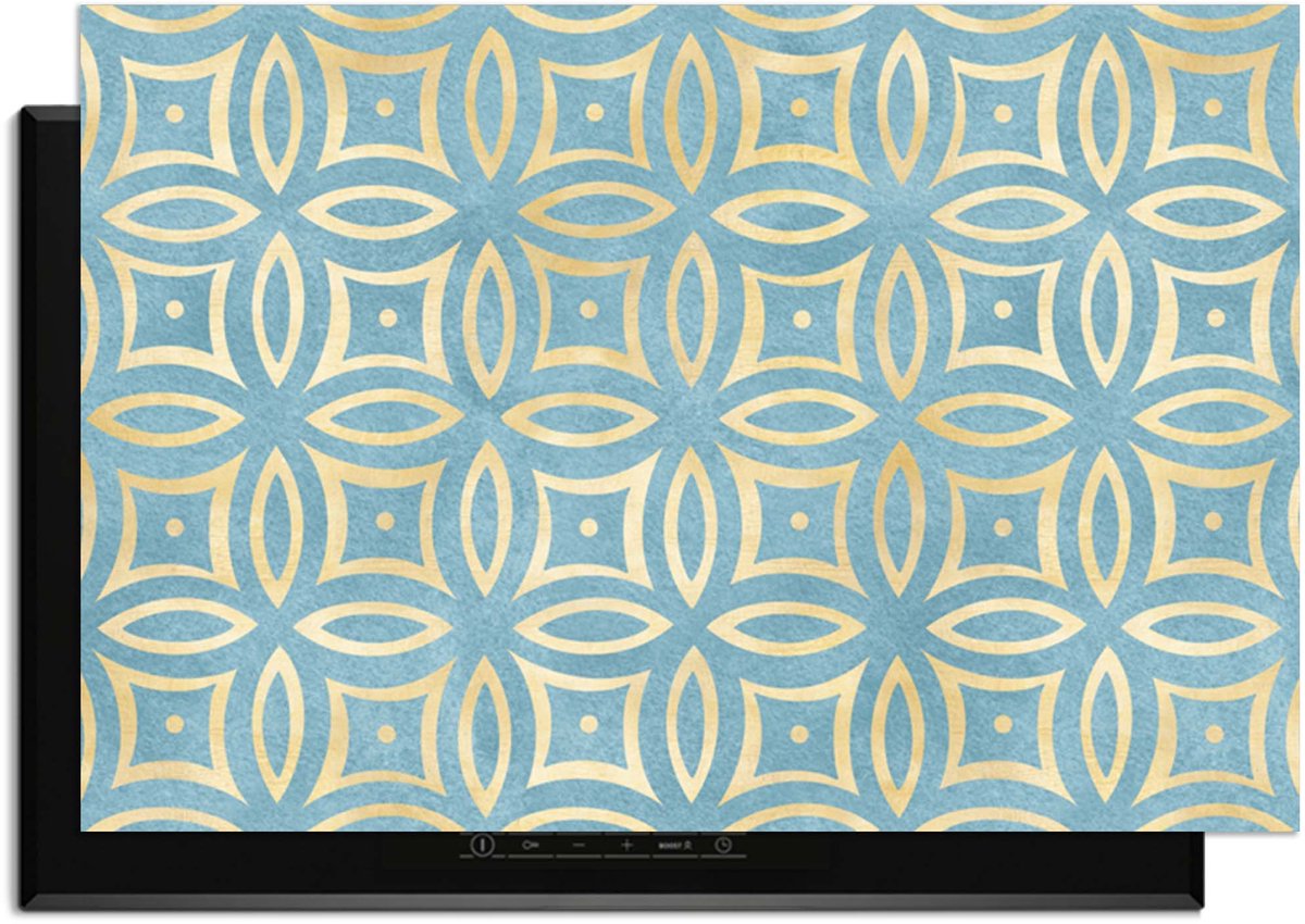 KitchenArt - Petal Illusion Blue - Inductie Beschermer - 90x52 cm - Kookplaat Beschermer - Luxe Afdekplaat Inductieplaat - Anti-slip & Oprolbaar - Beschermmat Inductiekookplaat