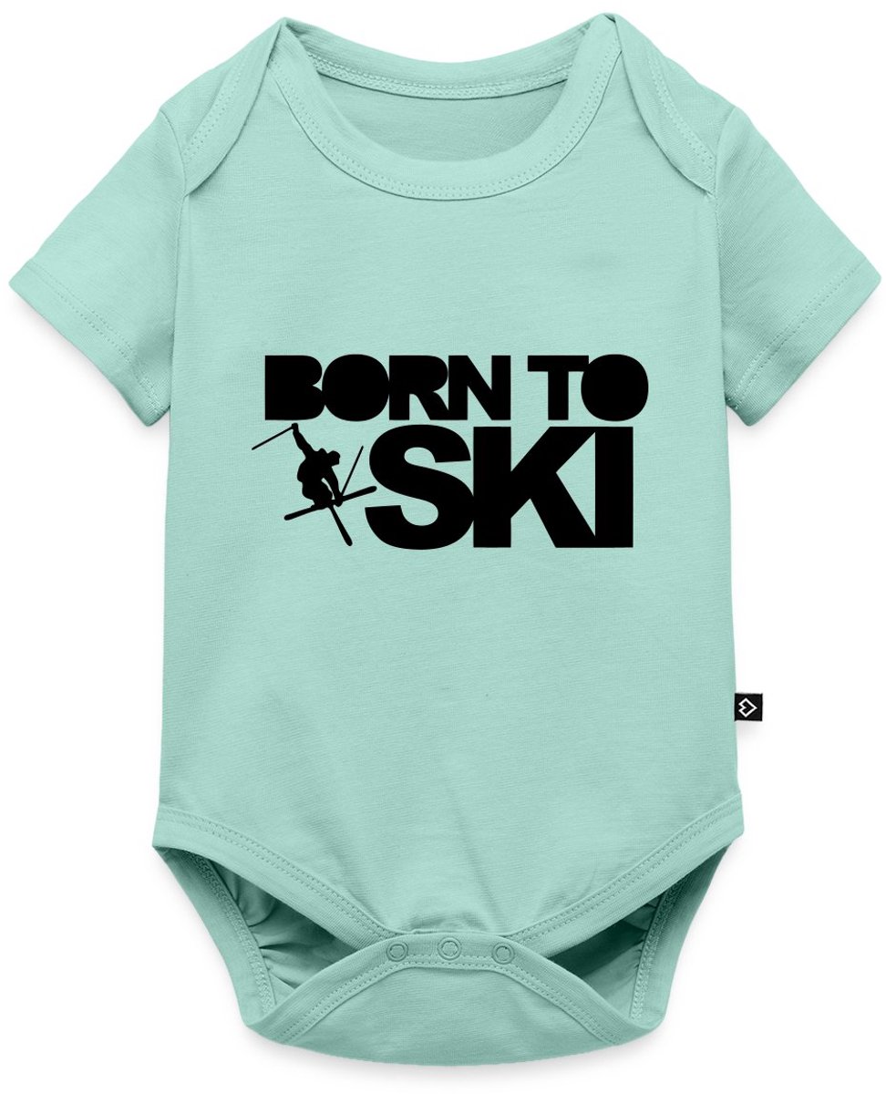 Born To Ski Wintersport Baby Rompertje Met Korte Mouwen