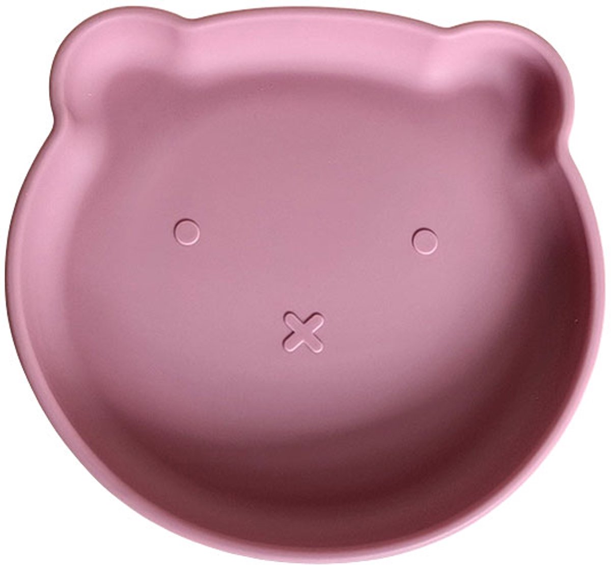 Rammelaartje bord siliconen Beer Poederroze – roze 17 cm