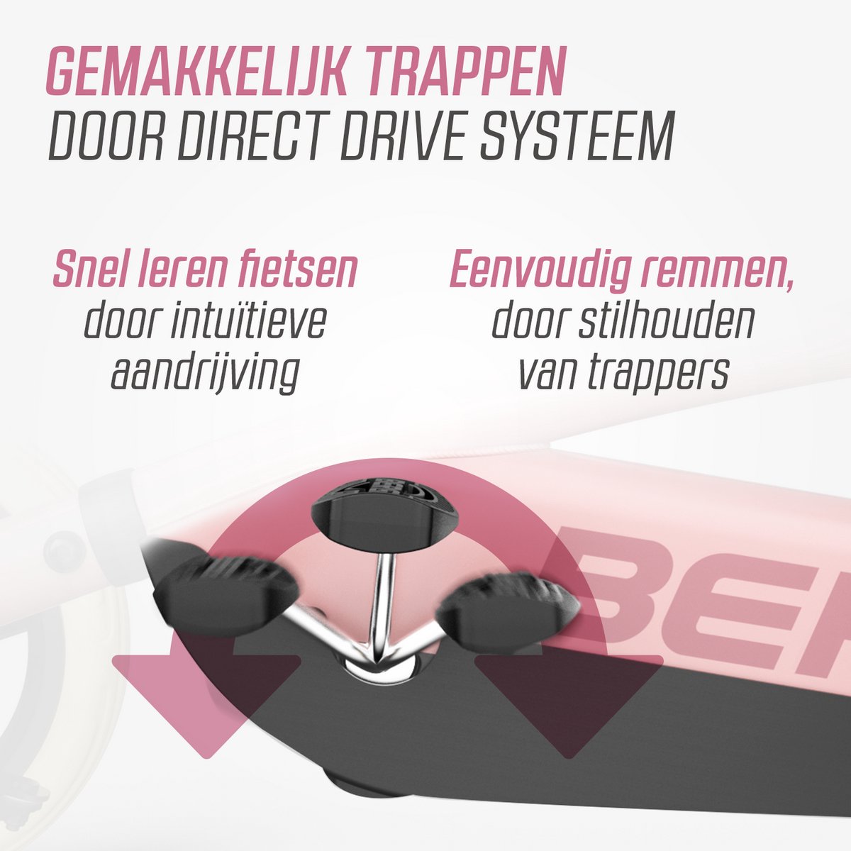 BERG Buzzy Pink Skelter - 2+ jaar - Verstelbare Stoel - Anti-lek EVA banden - Veilige en Stabiele Wegligging - Roze — afbeelding 2