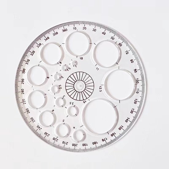 Foto: Liniaal cirkel tekensjabloon cirkelmaker plastic multifunctionele tekenliniaal multifunctionele meetkundeliniaal wiskundige tekenliniaal tekengereedschap voor docenten en studenten transparant 11 5cm