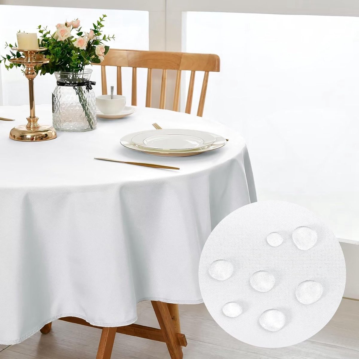 Stunq® Stijlvolle Witte Ronde Tafellaken voor Diverse Gelegenheden, Vlekbestendig en Wasbaar voor Binnen en Buiten