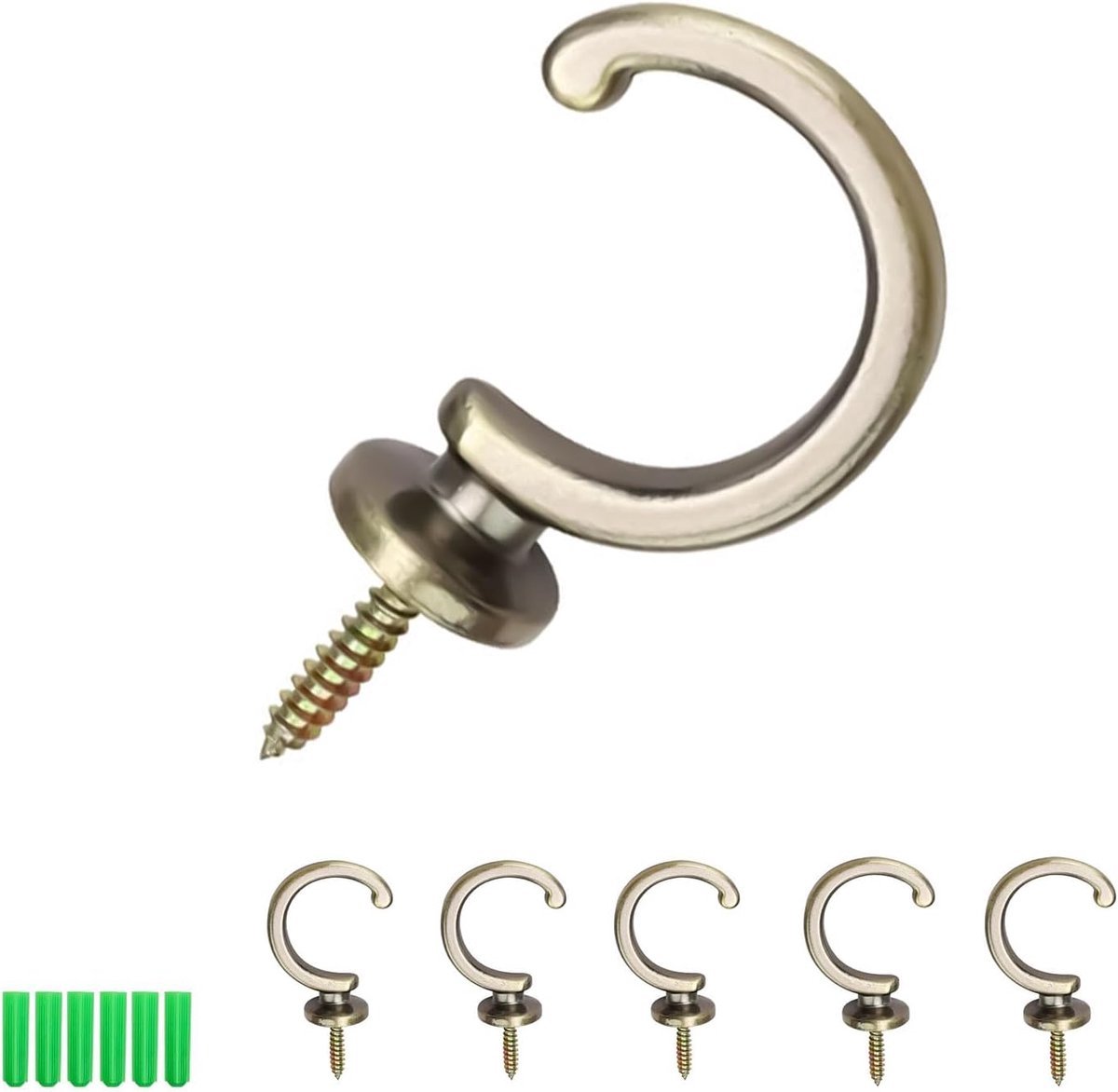 Stunq® 6 stuks gordijnhouders, zinklegeringsmateriaal, gordijnhouder, hoogwaardige spuitverf, roestwerende technologie, gordijnhouder, met expansiebuis, voor woonkamer, kamer, eetkamer