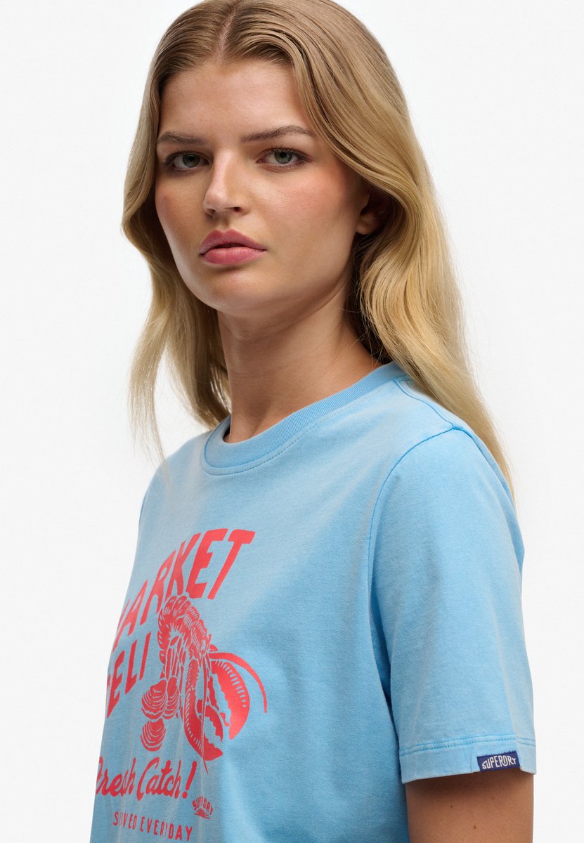 Superdry Roadside Trade Relaxed T-shirt Dames T-shirts Blauw