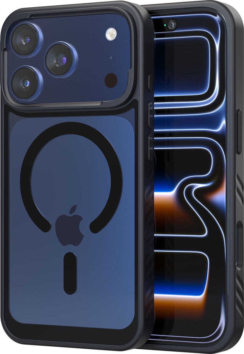 Reovo - Hoesje geschikt voor Apple iPhone 17 Pro - Zwart - Transparant - geschikt voor MagSafe - Anti-slip case