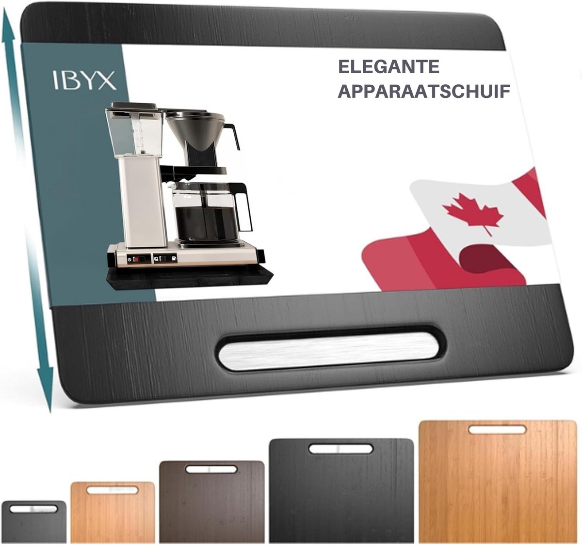 Ibyx Bamboe Schuifplank - Krasvrije Onderzetter met Wieltjes voor Koffiezetapparaat, Airfryer & Espressomachine - Keuken Organizer