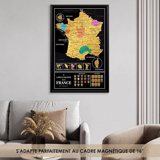 Affiche Grattage Départements Carte France à Gratter - Format A3 - Argent - Fabriqué France Carte France Poster Affiche Grattage Départements Carte France à Gratter - Format A3 - Argent - Fabriqué France Carte France Poster