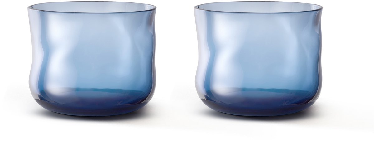 Paveau Swirl Midnight - Ribbed Waterglazen - 2 Stuks - Duurzaam Borosilicaatglas