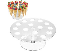 Transparante IJshouder Wafelstandaard met 16 Gaten voor Hoorntjes, Taarten en Snacks