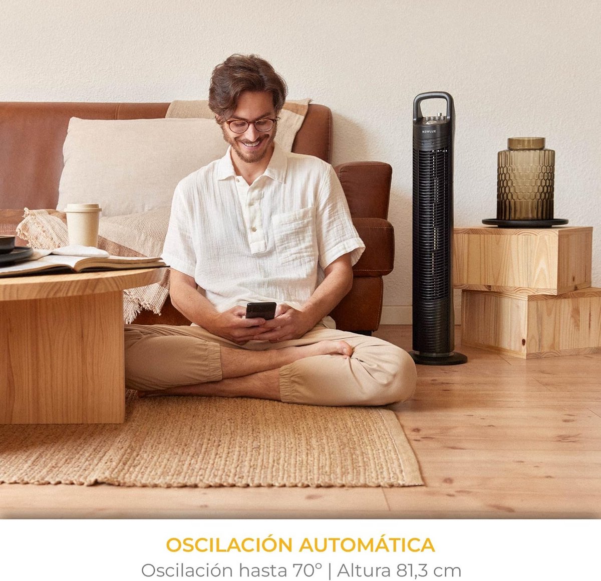 Torenventilator Zonder Bladen met Timer en Oscillatie - Krachtige en Stille Vloerventilator (45W) – foto 6
