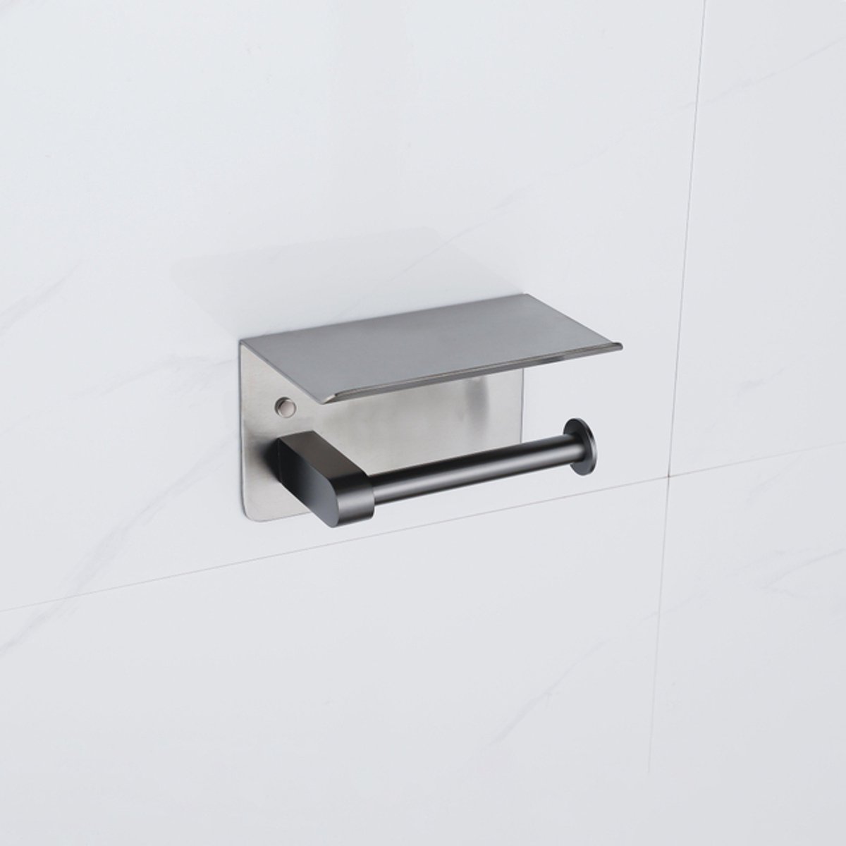 FugaFlow Eccelente Acces toiletrolhouder - met plateau - Geborsteld Gunmetal PVD