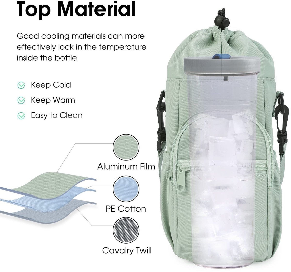 Waterfles houder - Crossbody waterfles tas - Schoudertas - Geïsoleerde waterfles tas - Sporttas - Draagbare waterfles tas - Waterfles tas voor kamperen, reizen, wandelen - zwart — cadeau in Sport & Outdoor - foto 4