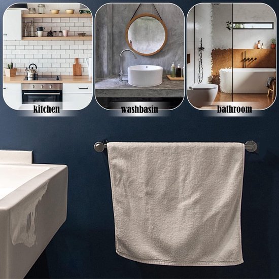 Zelfklevende handdoekhouder, roestvrij staal 38,5 cm handdoekhouder met enkele bar voor badkamer keuken, zwart, BA15601B-40, Beelee