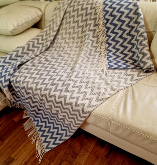 STTS International Wollen deken 100% scheerwol woondeken in versch. kleuren 140 x 200 cm sprei scheerwollen deken plaid Venice oranje