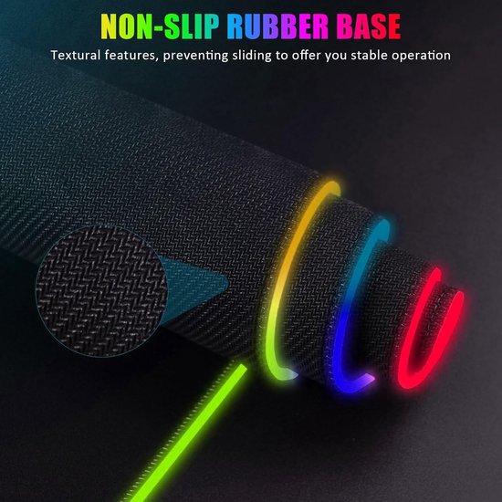 Grote RGB Gaming Muismat XL - Verlicht Met 15 Modi - Waterdicht en Antislip Bureau Onderlegger — afbeelding 5