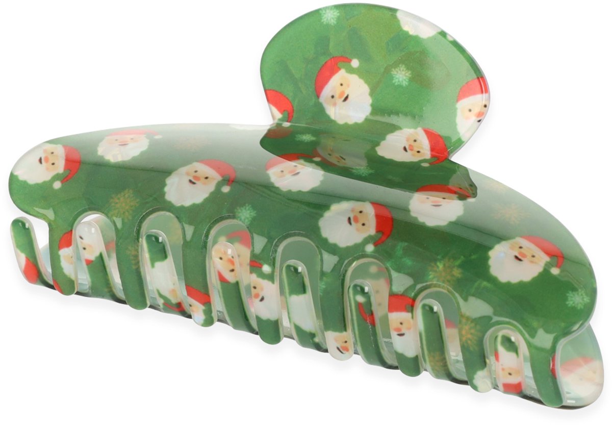 Lajetti - Groene Kerst Haarklem Santa Print - Acetaat Kerstman