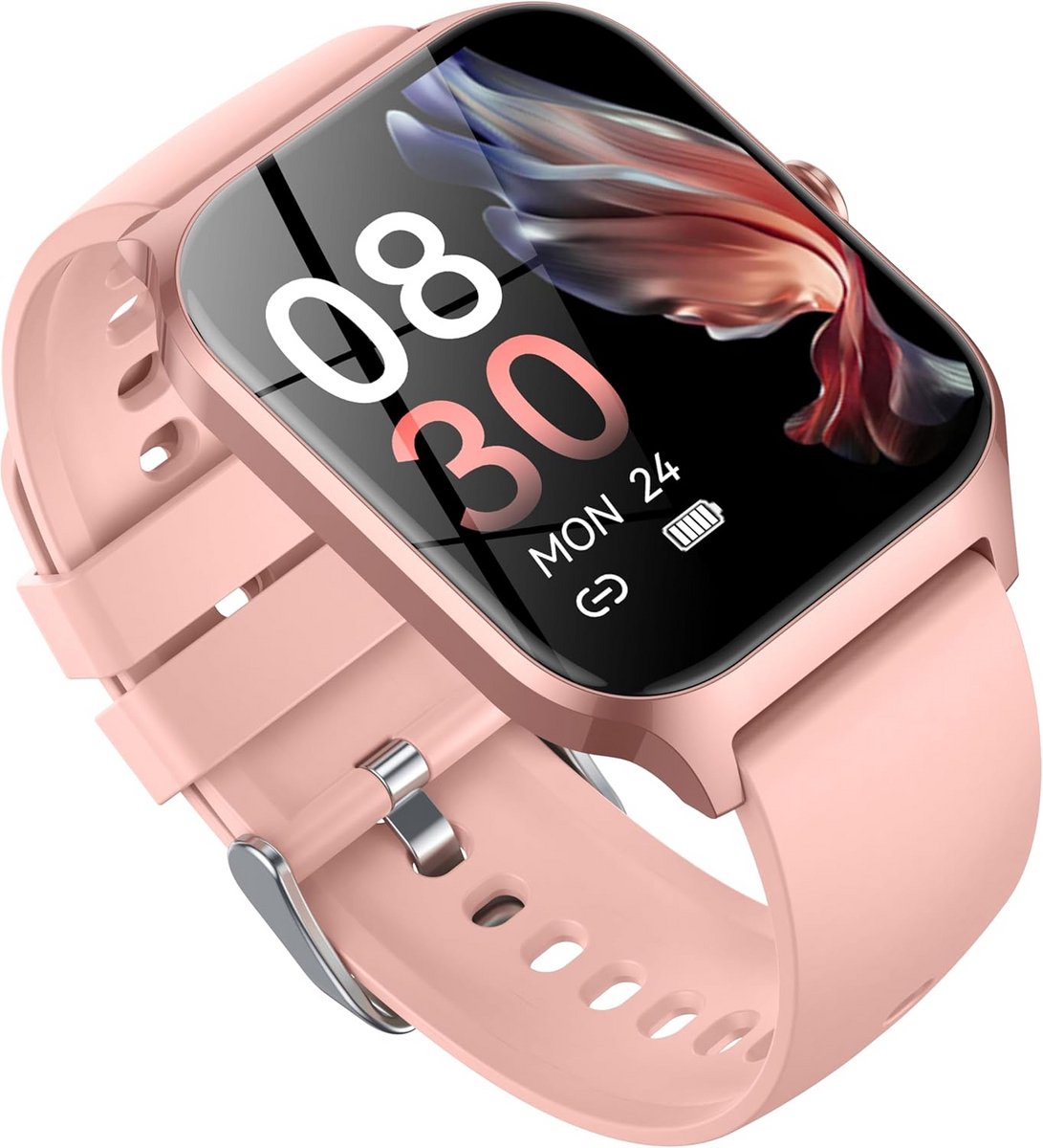 Smartwatch Dames met Groot 1.85 inch Scherm, Fitness Tracker, Hartslagmeter & Slaapmonitor - IP68 Waterdicht