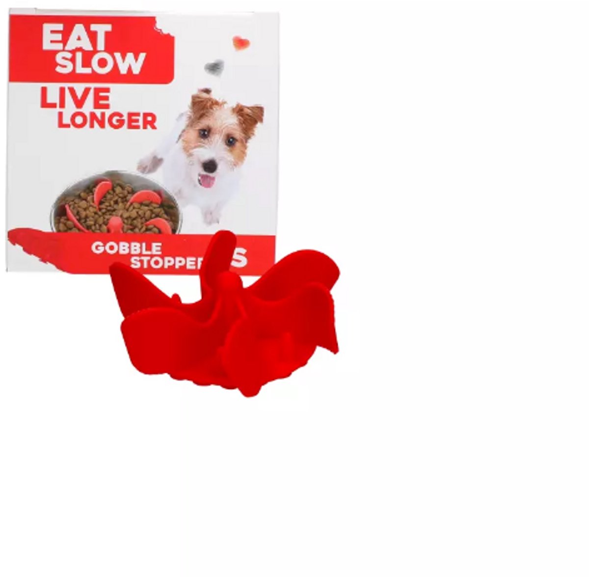 Eat Slow Live Longer Inzetstuk voor Anti-schrok Voerbak - S - Voerpuzzel - Slowfeeder voor Honden - Rood - Gobble Stopper