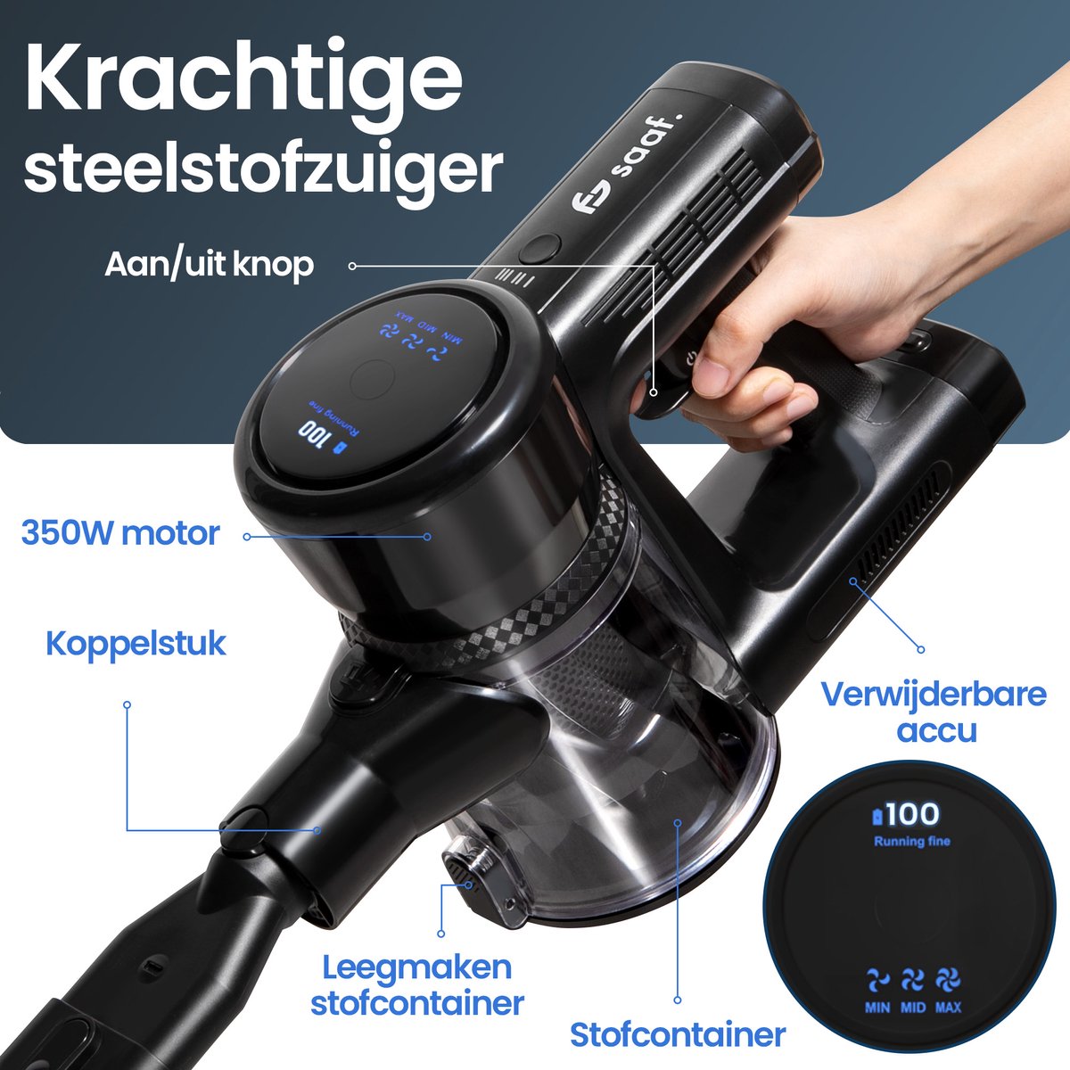 Steelstofzuiger G100M - 350W - Steelstofzuiger met - afbeelding 2