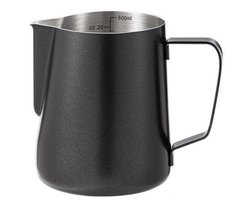 Melkkan - Melkkannetje opschuim - Melkopschuimkan - Milk Pitcher - Melkkannetje - Latte Art - Roosternaald - 304RVS - 600ml - zwart