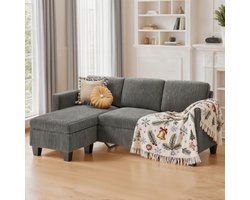 Bealife AR93 Hoekbank - L-vormige 4-zitsbanken - Corduroy Banken - Donkergrijs