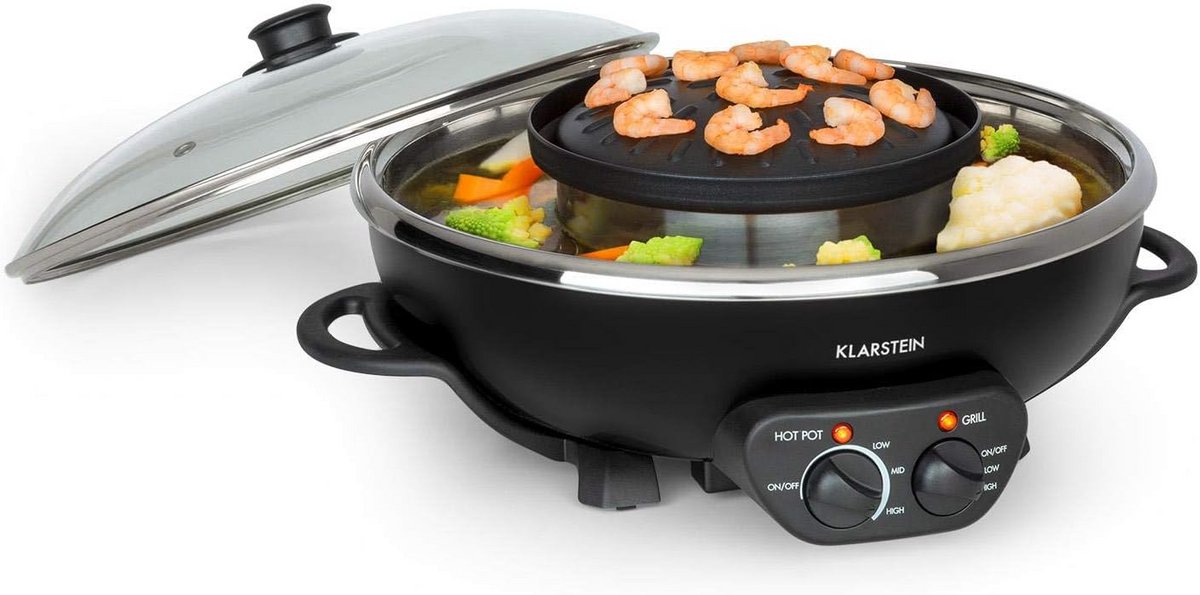 Elektrische Hot Pot en Grillplaat in één - 2-in-1 Fonduepan met Anti-aanbaklaag