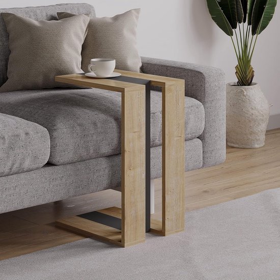 Bijzettafel, smalle bijzettafel voor de gang, metalen frame, compacte