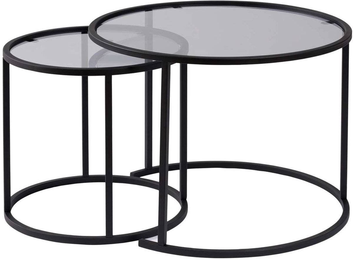 Skye Decor - Salontafel set van 2 - Zwart en Grijs - Ronde Salontafel - 62 cm - Salontafelset