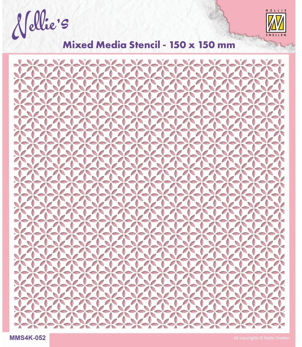 MMS4K-052 Nellie Snellen Mixed Media Stencil - Stars - sjabloon sterren - 15 x 15 cm