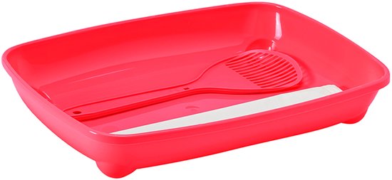 CORAL billy kit -open - starterspakket - kattenbak - kittens - 36,7x27x6cm koraal/roze - + schepje en plastiekzakken - idaal voor kittens