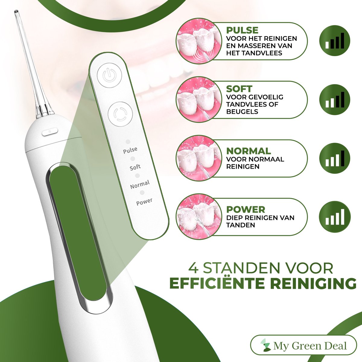 My Green Deal - Waterflosser Draadloos - Elektrische Tandenflosser- Monddouche - Mondverzorging - Flosapparaten - Tongreiniger thumbnail 3
