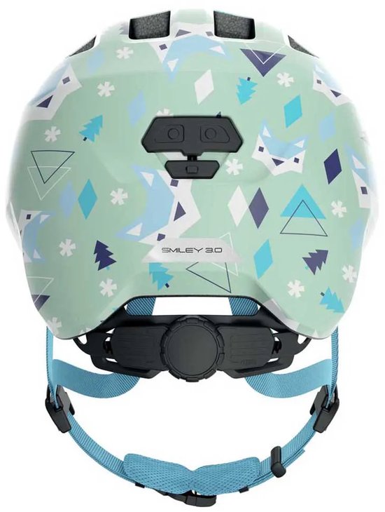 Lichtgroene fietshelm Smiley 3.0 met winter/dierenmotief. Met verstelbare draaiknop.