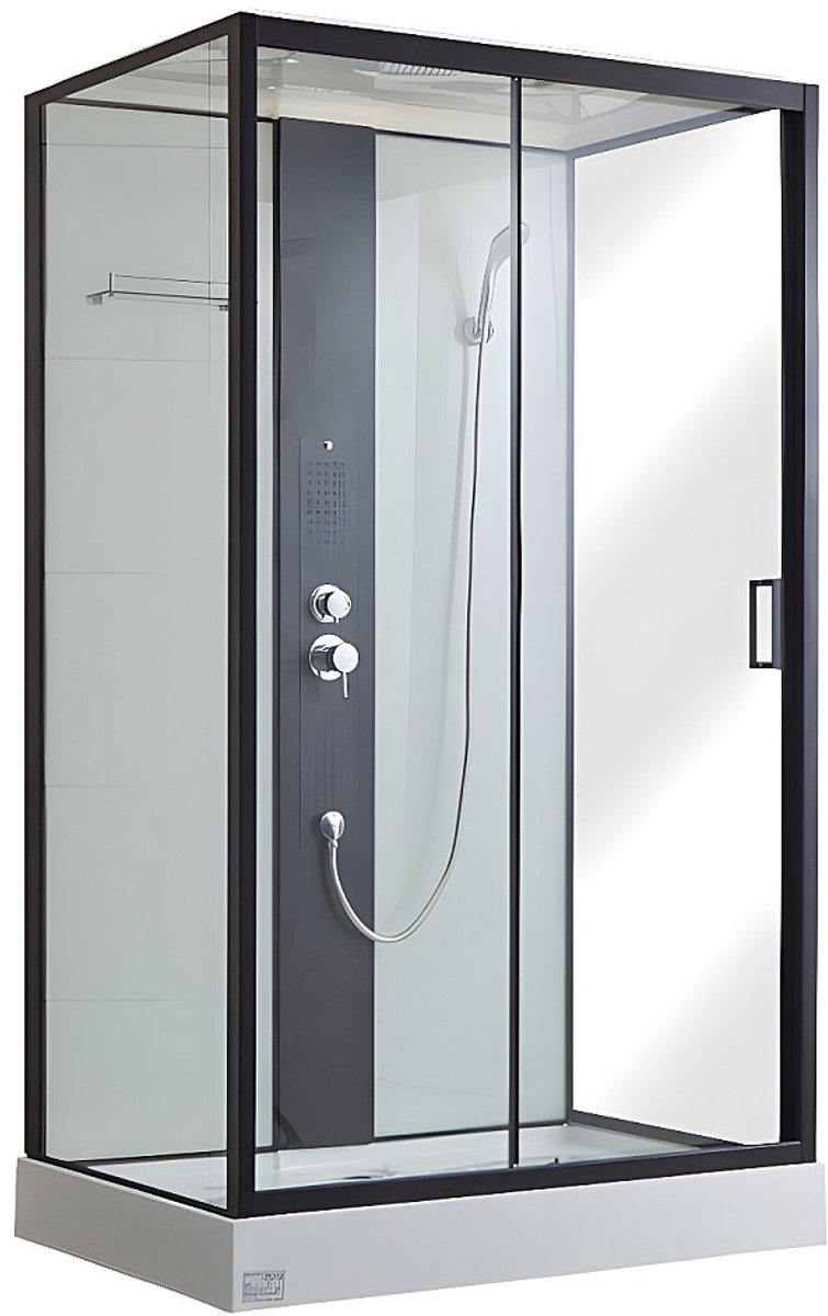 Vente-unique Douchecabine met massagestralen PRIMEA - 2 zones met massagestralen - L120 x D80 x H215 cm - Tropische regenfunctie en handdouchekop