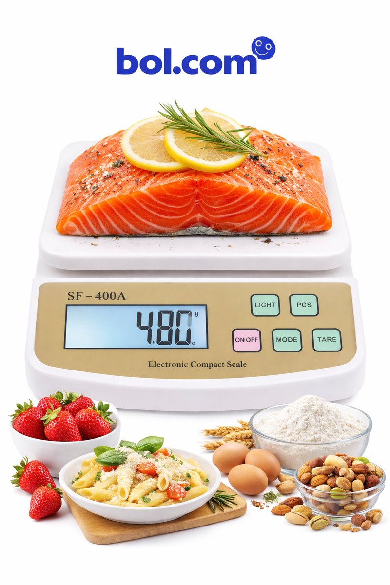 Digitale keukenweegschaal 10 kg / 1 g + Tare + backlight + (pakete) 2× AA inbegrepen