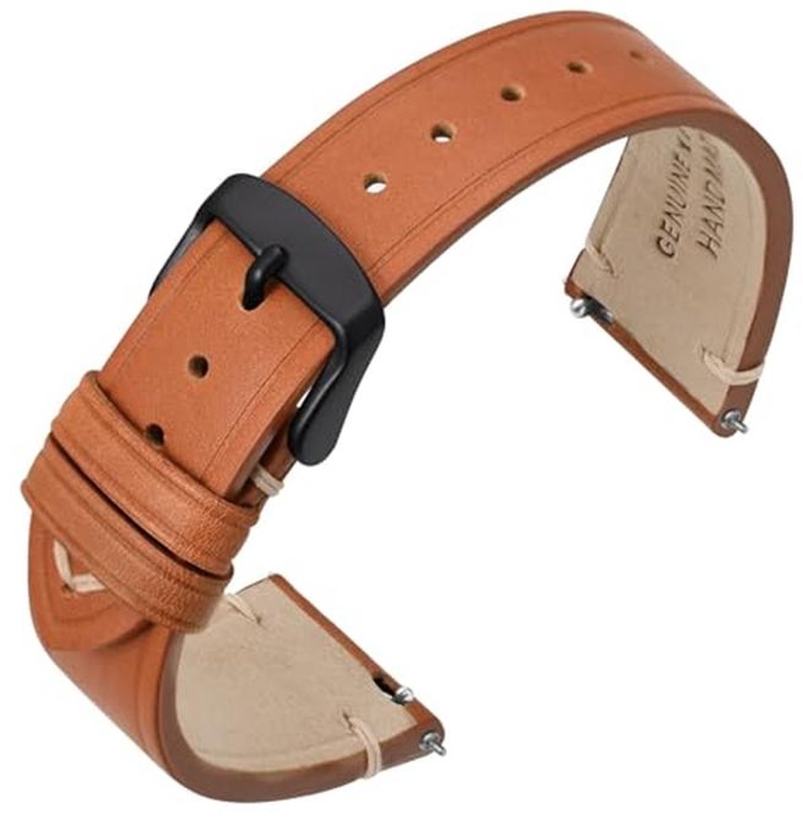 Dunne horlogebandjes van oliewas leer 18mm 20mm 22mm met zilver/zwart gesp