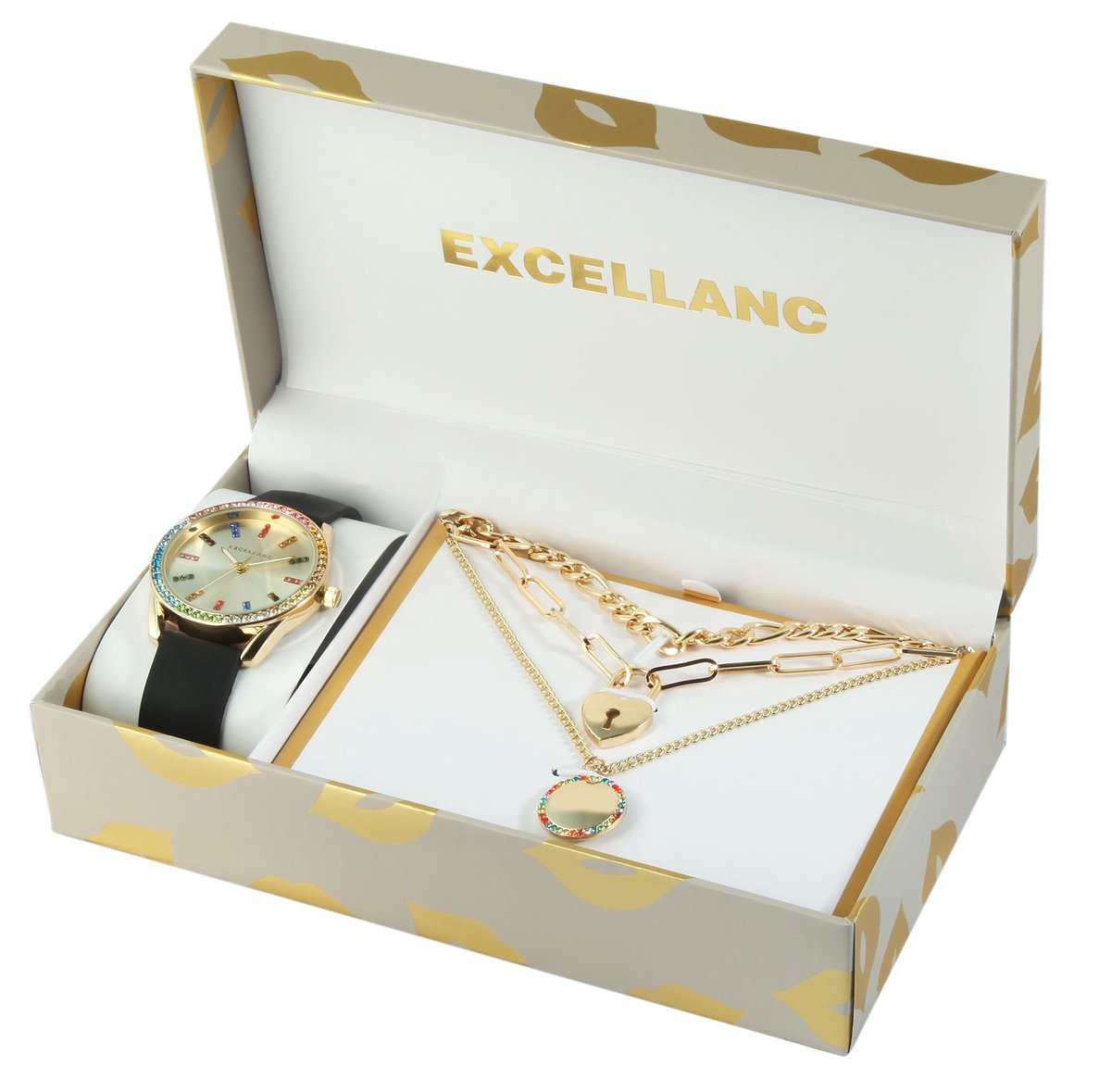 EXCELLANC Excellanc Dames Cadeauset 1900282 Excellanc geschenkset met dameshorloge en drie