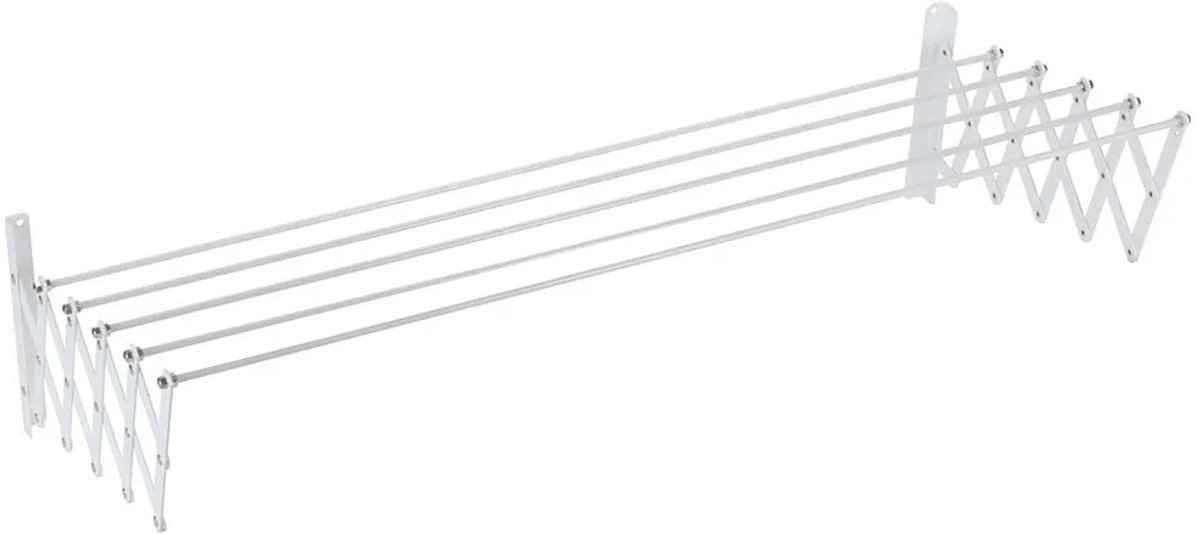 Sauvic 100 Cm Uitschuifbare Waslijn Met Kunststof Coating Zilver